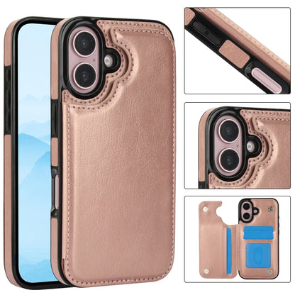 Double Buckle Crazy Horse Texture PU Phone Case