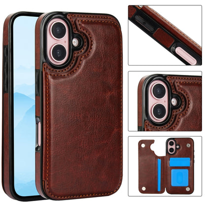 Double Buckle Crazy Horse Texture PU Phone Case