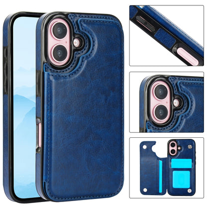 Double Buckle Crazy Horse Texture PU Phone Case