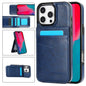 Solid Color Card Slots Bracket PU Phone Case