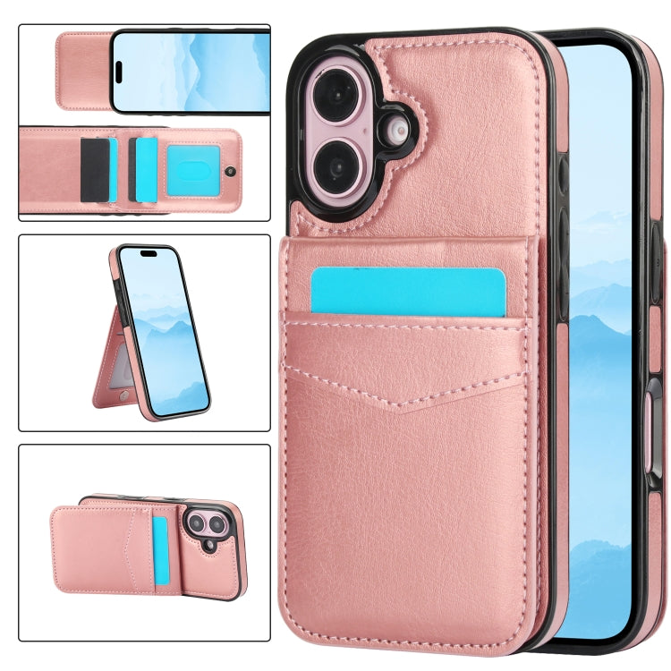 Solid Color Card Slots Bracket PU Phone Case