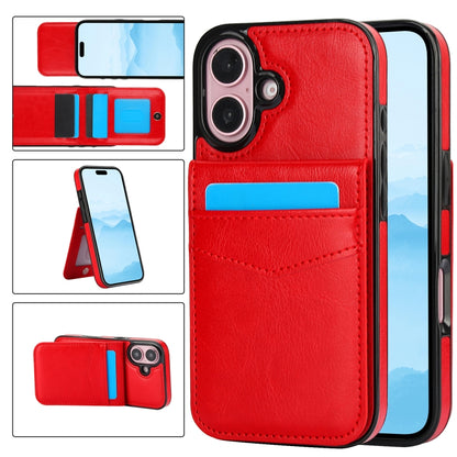 Solid Color Card Slots Bracket PU Phone Case