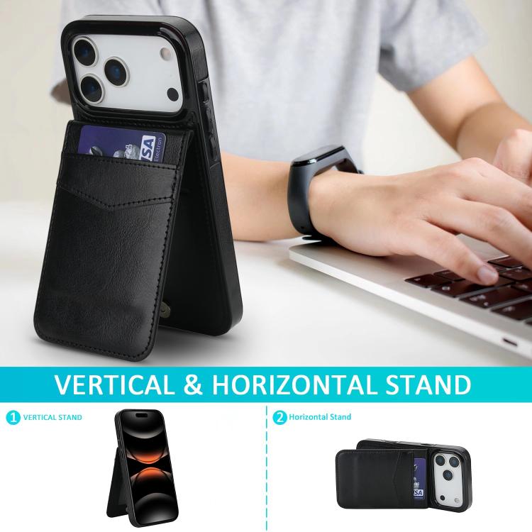 Solid Color Card Slots Bracket PU Phone Case