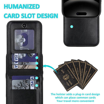 Solid Color Card Slots Bracket PU Phone Case