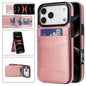 Solid Color Card Slots Bracket PU Phone Case
