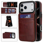 Solid Color Card Slots Bracket PU Phone Case