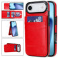Solid Color Card Slots Bracket PU Phone Case