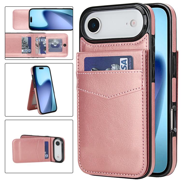 Solid Color Card Slots Bracket PU Phone Case