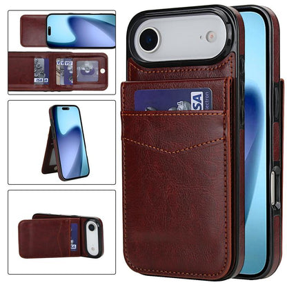 Solid Color Card Slots Bracket PU Phone Case