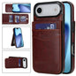 Solid Color Card Slots Bracket PU Phone Case