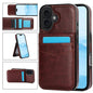 Solid Color Card Slots Bracket PU Phone Case