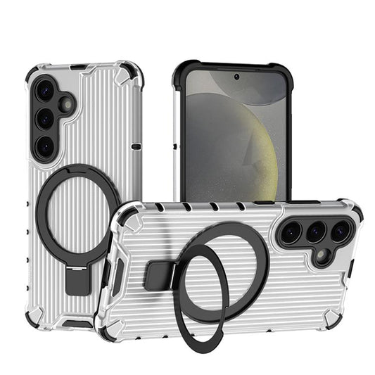 Grating 360 Degree Rotating Holder Shockproof Phone Case, For Samsung Galaxy S25 5G, For Samsung Galaxy S25+ 5G, For Samsung Galaxy S25 Ultra 5G