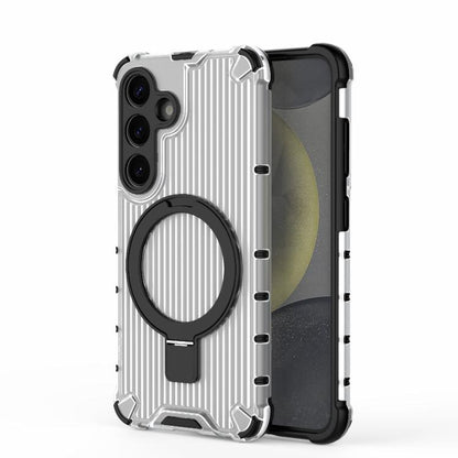 Grating 360 Degree Rotating Holder Shockproof Phone Case, For Samsung Galaxy S25 5G, For Samsung Galaxy S25+ 5G, For Samsung Galaxy S25 Ultra 5G
