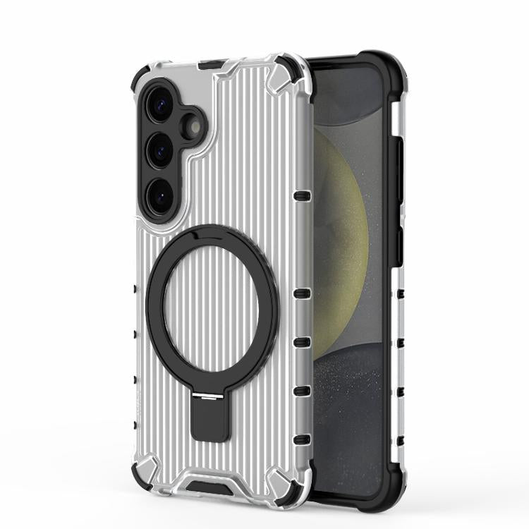 Grating 360 Degree Rotating Holder Shockproof Phone Case, For Samsung Galaxy S25 5G, For Samsung Galaxy S25+ 5G, For Samsung Galaxy S25 Ultra 5G