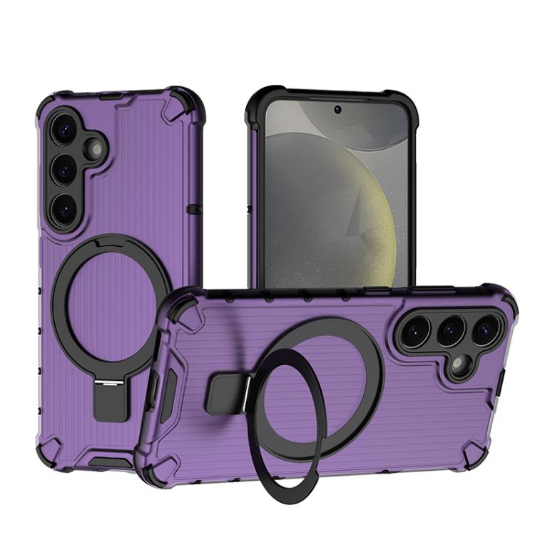 Grating 360 Degree Rotating Holder Shockproof Phone Case, For Samsung Galaxy S25 5G, For Samsung Galaxy S25+ 5G, For Samsung Galaxy S25 Ultra 5G
