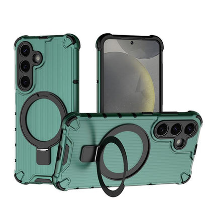 Grating 360 Degree Rotating Holder Shockproof Phone Case, For Samsung Galaxy S25 5G, For Samsung Galaxy S25+ 5G, For Samsung Galaxy S25 Ultra 5G