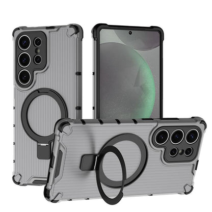 Grating 360 Degree Rotating Holder Shockproof Phone Case, For Samsung Galaxy S25 5G, For Samsung Galaxy S25+ 5G, For Samsung Galaxy S25 Ultra 5G