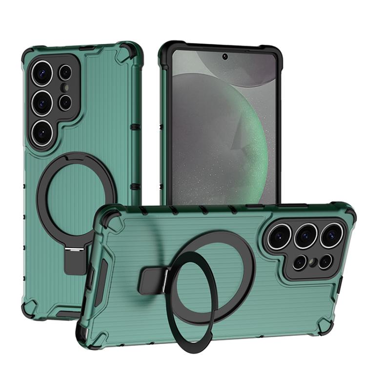 Grating 360 Degree Rotating Holder Shockproof Phone Case, For Samsung Galaxy S25 5G, For Samsung Galaxy S25+ 5G, For Samsung Galaxy S25 Ultra 5G