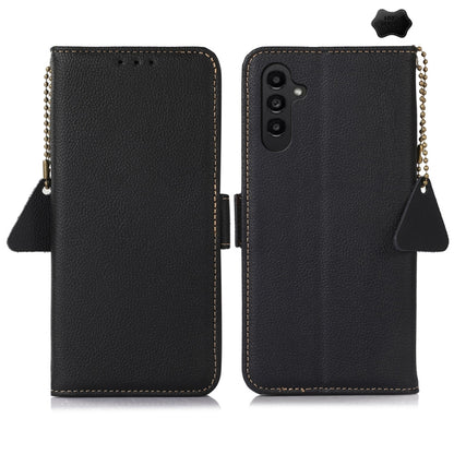 Side-Magnetic TJ Genuine Leather RFID Phone Case, For Samsung Galaxy S25 FE 5G, For Samsung Galaxy S25 Edge 5G, For Samsung Galaxy S25 Ultra 5G, For Samsung Galaxy S24 FE 5G