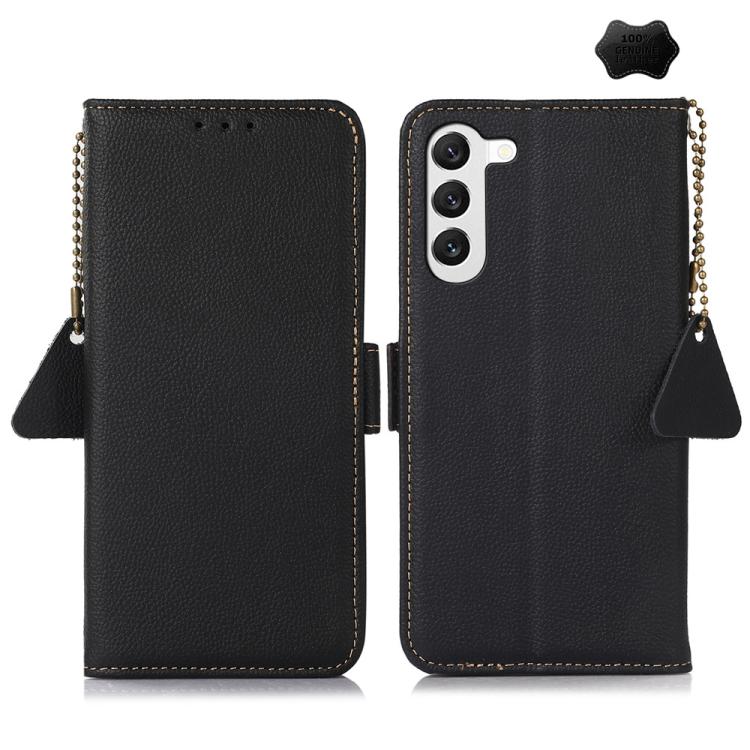 Side-Magnetic TJ Genuine Leather RFID Phone Case, For Samsung Galaxy S25 FE 5G, For Samsung Galaxy S25 Edge 5G, For Samsung Galaxy S25 Ultra 5G, For Samsung Galaxy S24 FE 5G