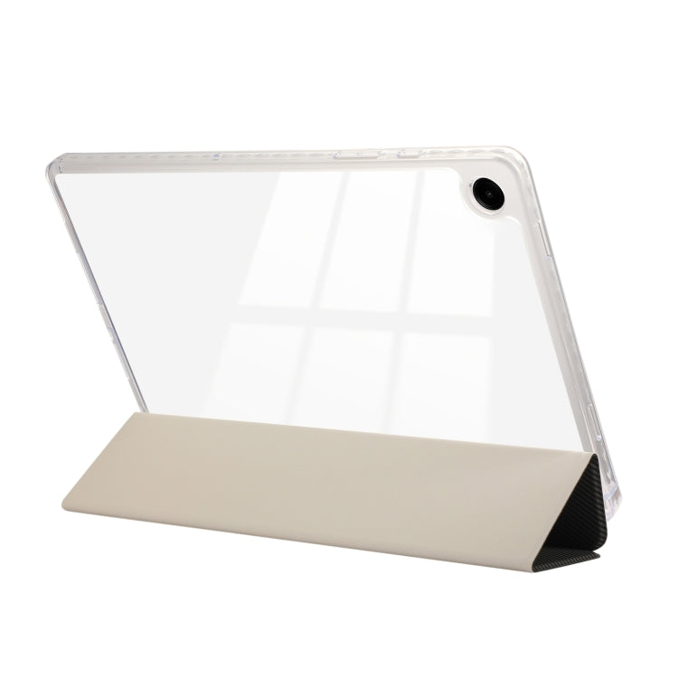 Carbon Fiber Clear Acrylic 3-Fold Leather Tablet Case