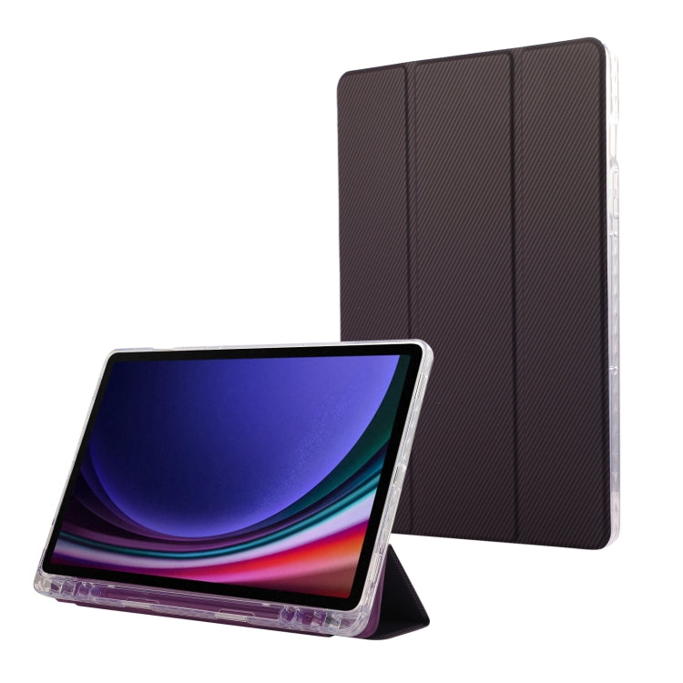 Carbon Fiber Clear Acrylic 3-Fold Leather Tablet Case