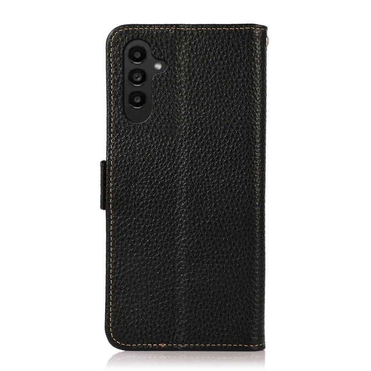 KHAZNEH Side-Magnetic Litchi Genuine Leather RFID Phone Case