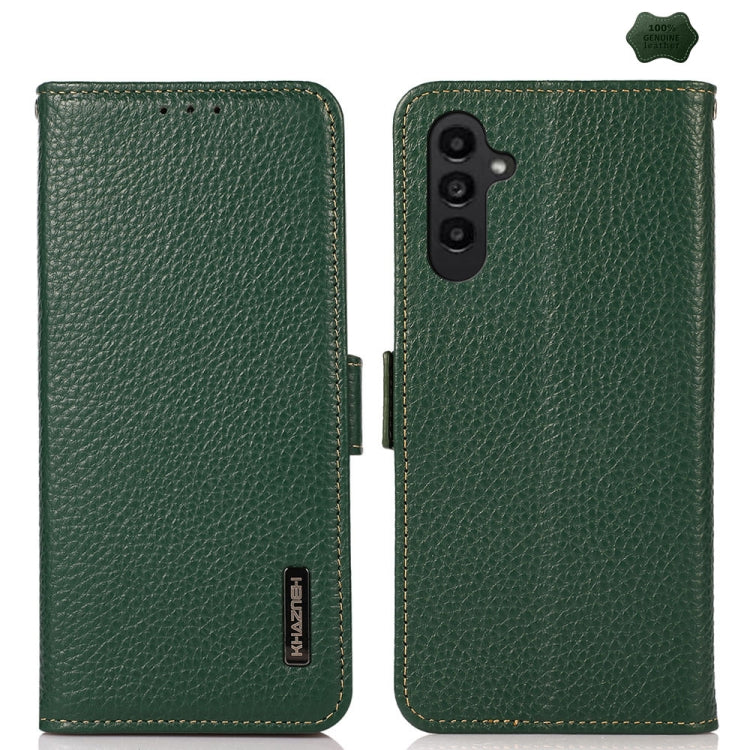 KHAZNEH Side-Magnetic Litchi Genuine Leather RFID Phone Case