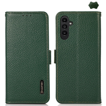 KHAZNEH Side-Magnetic Litchi Genuine Leather RFID Phone Case, For Samsung Galaxy S25 FE 5G, For Samsung Galaxy S25 Edge 5G, For Samsung Galaxy S25 Ultra 5G, For Samsung Galaxy S24 FE 5G