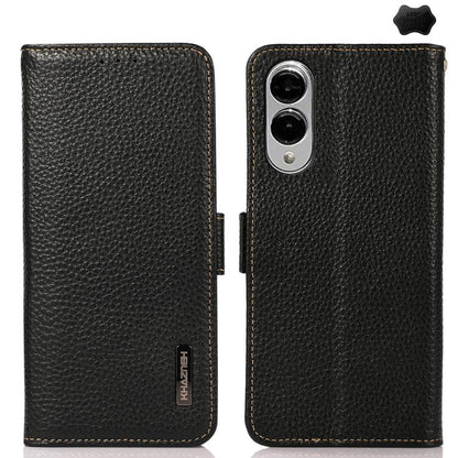 KHAZNEH Side-Magnetic Litchi Genuine Leather RFID Phone Case