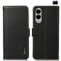 KHAZNEH Side-Magnetic Litchi Genuine Leather RFID Phone Case, For Samsung Galaxy S25 Edge 5G, For Samsung Galaxy S25 Ultra 5G, For Samsung Galaxy S24 FE 5G