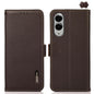 KHAZNEH Side-Magnetic Litchi Genuine Leather RFID Phone Case, For Samsung Galaxy S25 Edge 5G, For Samsung Galaxy S25 Ultra 5G, For Samsung Galaxy S24 FE 5G