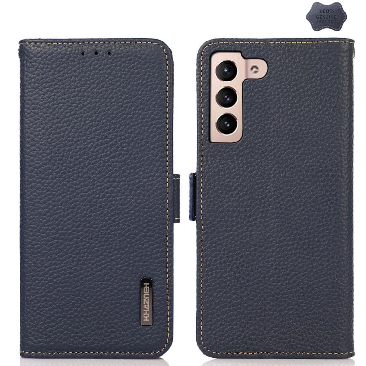 KHAZNEH Side-Magnetic Litchi Genuine Leather RFID Phone Case