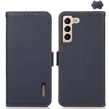 KHAZNEH Side-Magnetic Litchi Genuine Leather RFID Phone Case
