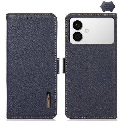 KHAZNEH Side-Magnetic Litchi Genuine Leather RFID Phone Case, For Samsung Galaxy S26+ 5G, For Samsung Galaxy S26 Edge 5G, For Samsung Galaxy S26 Ultra 5G, For Samsung Galaxy S26 5G, For Samsung Galaxy S25 FE 5G, For Samsung Galaxy S25 Edge 5G