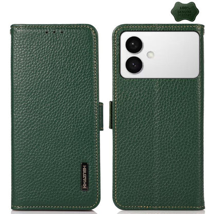 KHAZNEH Side-Magnetic Litchi Genuine Leather RFID Phone Case, For Samsung Galaxy S26+ 5G, For Samsung Galaxy S26 Edge 5G, For Samsung Galaxy S26 Ultra 5G, For Samsung Galaxy S26 5G, For Samsung Galaxy S25 FE 5G, For Samsung Galaxy S25 Edge 5G