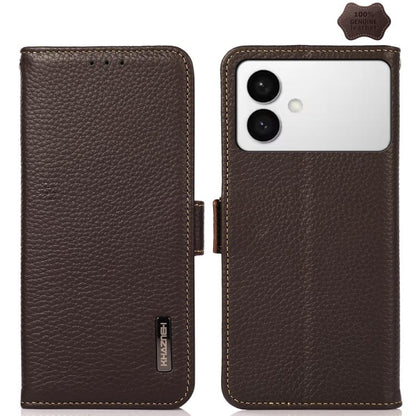 KHAZNEH Side-Magnetic Litchi Genuine Leather RFID Phone Case