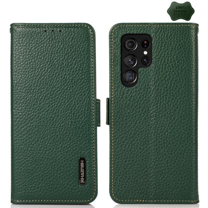 KHAZNEH Side-Magnetic Litchi Genuine Leather RFID Phone Case, For Samsung Galaxy S26+ 5G, For Samsung Galaxy S26 Edge 5G, For Samsung Galaxy S26 Ultra 5G, For Samsung Galaxy S26 5G, For Samsung Galaxy S25 FE 5G, For Samsung Galaxy S25 Edge 5G