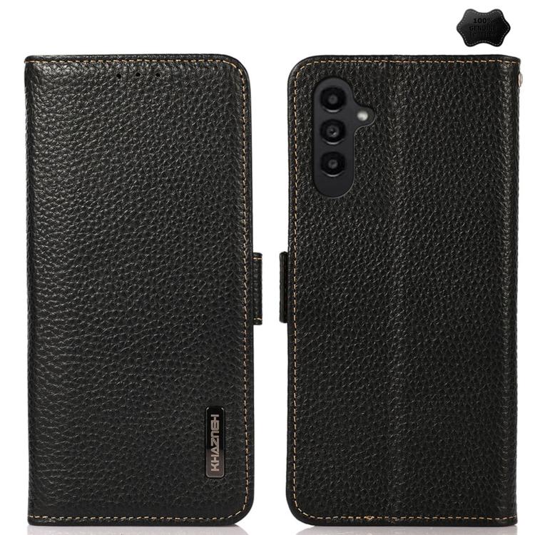 KHAZNEH Side-Magnetic Litchi Genuine Leather RFID Phone Case, For Samsung Galaxy S26+ 5G, For Samsung Galaxy S26 Edge 5G, For Samsung Galaxy S26 Ultra 5G, For Samsung Galaxy S26 5G, For Samsung Galaxy S25 FE 5G, For Samsung Galaxy S25 Edge 5G