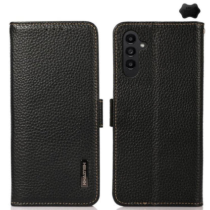 KHAZNEH Side-Magnetic Litchi Genuine Leather RFID Phone Case, For Samsung Galaxy S26+ 5G, For Samsung Galaxy S26 Edge 5G, For Samsung Galaxy S26 Ultra 5G, For Samsung Galaxy S26 5G, For Samsung Galaxy S25 FE 5G, For Samsung Galaxy S25 Edge 5G