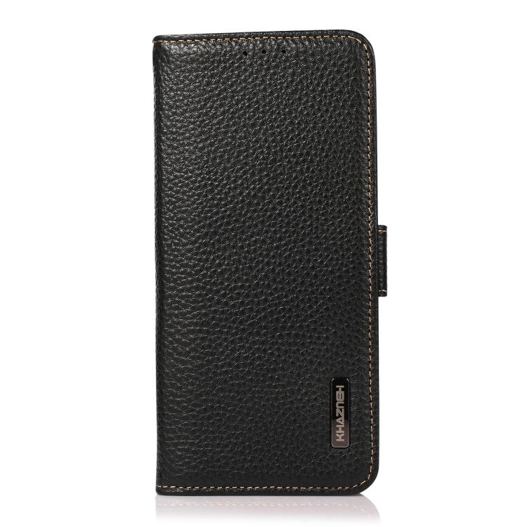 KHAZNEH Side-Magnetic Litchi Genuine Leather RFID Phone Case, For Samsung Galaxy S26+ 5G, For Samsung Galaxy S26 Edge 5G, For Samsung Galaxy S26 Ultra 5G, For Samsung Galaxy S26 5G, For Samsung Galaxy S25 FE 5G, For Samsung Galaxy S25 Edge 5G