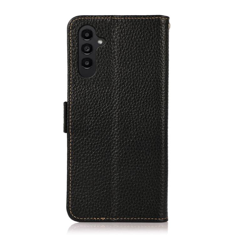 KHAZNEH Side-Magnetic Litchi Genuine Leather RFID Phone Case, For Samsung Galaxy S26+ 5G, For Samsung Galaxy S26 Edge 5G, For Samsung Galaxy S26 Ultra 5G, For Samsung Galaxy S26 5G, For Samsung Galaxy S25 FE 5G, For Samsung Galaxy S25 Edge 5G
