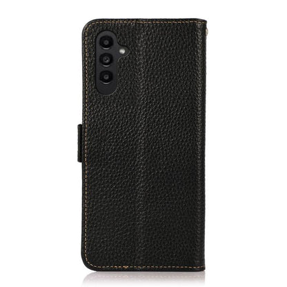 KHAZNEH Side-Magnetic Litchi Genuine Leather RFID Phone Case, For Samsung Galaxy S26+ 5G, For Samsung Galaxy S26 Edge 5G, For Samsung Galaxy S26 Ultra 5G, For Samsung Galaxy S26 5G, For Samsung Galaxy S25 FE 5G, For Samsung Galaxy S25 Edge 5G