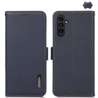KHAZNEH Side-Magnetic Litchi Genuine Leather RFID Phone Case, For Samsung Galaxy S26+ 5G, For Samsung Galaxy S26 Edge 5G, For Samsung Galaxy S26 Ultra 5G, For Samsung Galaxy S26 5G, For Samsung Galaxy S25 FE 5G, For Samsung Galaxy S25 Edge 5G