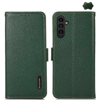 KHAZNEH Side-Magnetic Litchi Genuine Leather RFID Phone Case, For Samsung Galaxy S26+ 5G, For Samsung Galaxy S26 Edge 5G, For Samsung Galaxy S26 Ultra 5G, For Samsung Galaxy S26 5G, For Samsung Galaxy S25 FE 5G, For Samsung Galaxy S25 Edge 5G