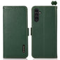 KHAZNEH Side-Magnetic Litchi Genuine Leather RFID Phone Case, For Galaxy S26 FE 5G, For Samsung Galaxy S26+ 5G, For Samsung Galaxy S26 Edge 5G, For Samsung Galaxy S26 Ultra 5G, For Samsung Galaxy S26 5G, For Samsung Galaxy S25 FE 5G