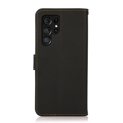 KHAZNEH Custer Genuine Leather RFID Phone Case, For Samsung Galaxy S25 Ultra 5G, For Samsung Galaxy S24 FE 5G