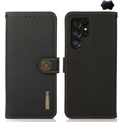 KHAZNEH Custer Genuine Leather RFID Phone Case, For Samsung Galaxy S25 Ultra 5G, For Samsung Galaxy S24 FE 5G