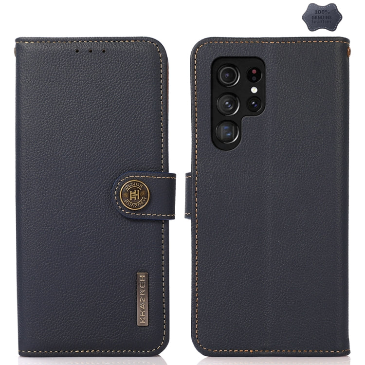KHAZNEH Custer Genuine Leather RFID Phone Case, For Samsung Galaxy S25 Ultra 5G, For Samsung Galaxy S24 FE 5G