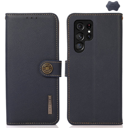 KHAZNEH Custer Genuine Leather RFID Phone Case, For Samsung Galaxy S25 Ultra 5G, For Samsung Galaxy S24 FE 5G